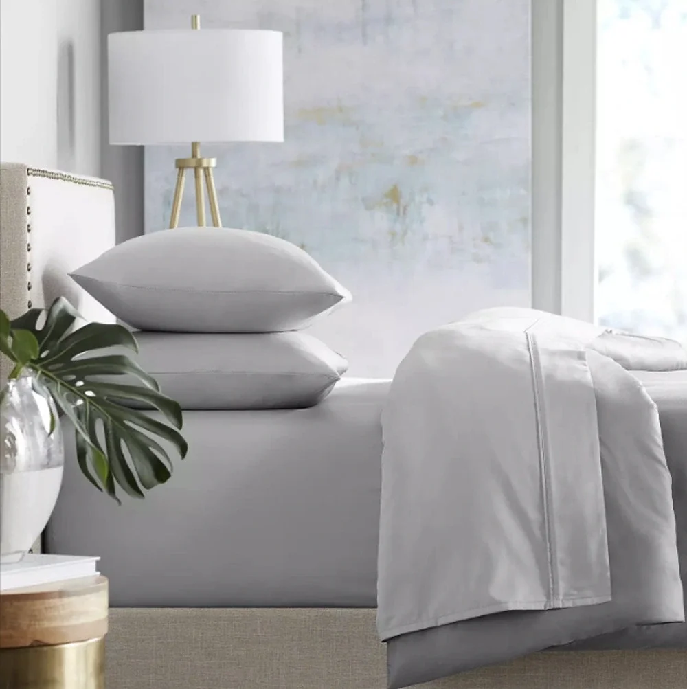 ✨ NIP Canopy 600 TC Easy Care Sheet Set - Platinum Silver Q Queen NEW ✨